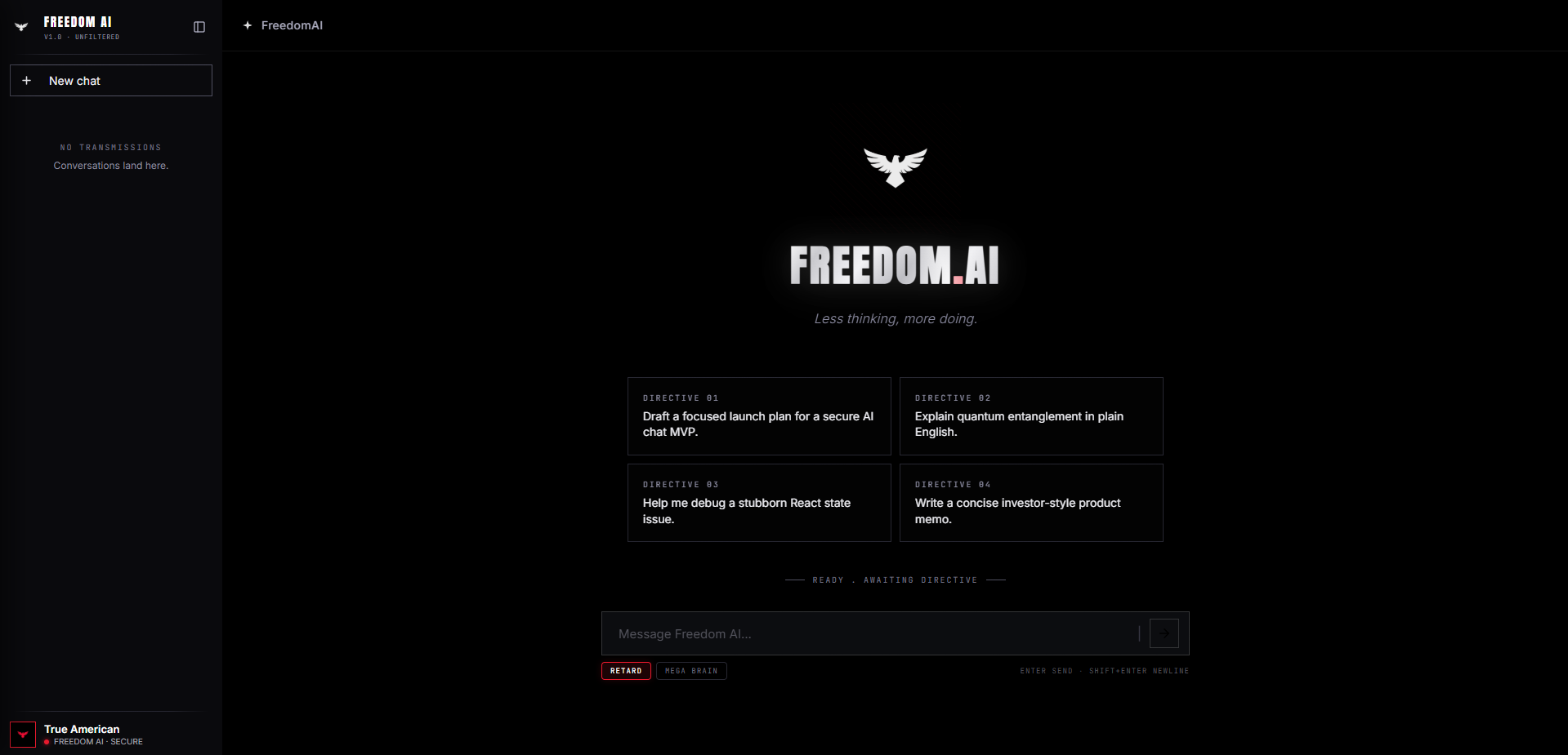FREEDOM.AI interface